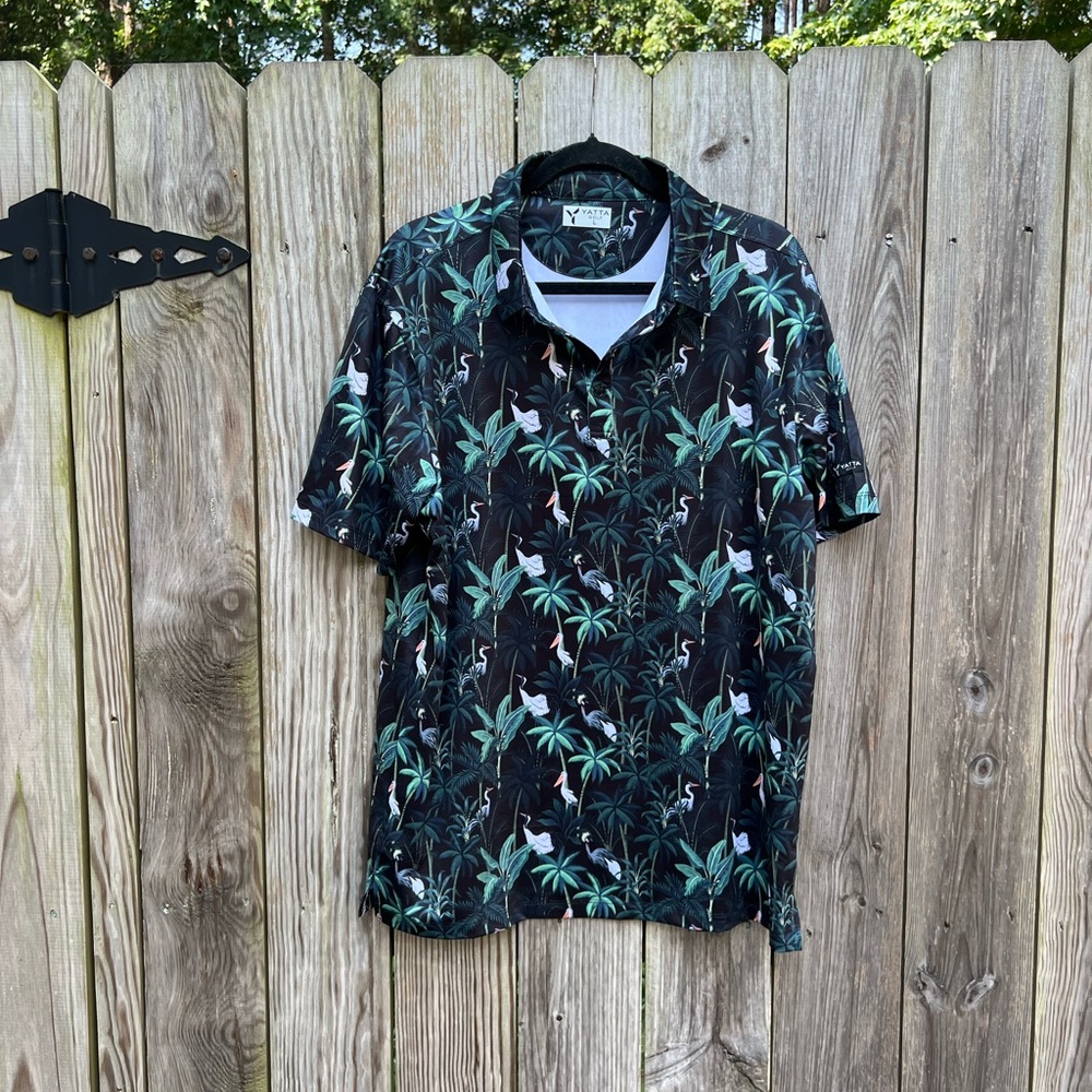 YATTA Golf Pelican Print Polo Shirt Mens Large